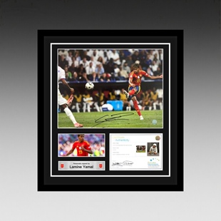 亚马尔 亲笔签名 西班牙队进球精彩得分瞬间照片【EM证书】