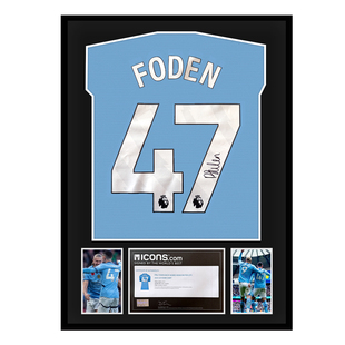 福登签名球衣 icons证书 2023-24赛季曼城队球衣  精装裱