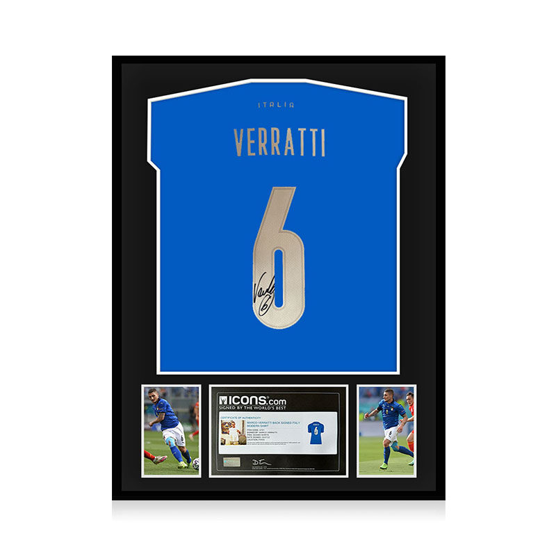 维拉蒂 亲笔签名 意大利国家队6号球衣 icons证书 精装裱球迷收藏