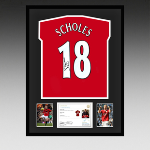 斯科尔斯｜亲笔签名 2022-23赛季曼联队球衣  【EM证书】带框