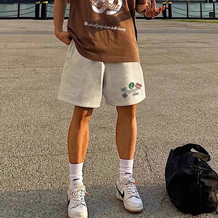 直筒抽绳五分裤 夏季 街头宽松百搭阔腿裤 男vibe欧美式 潮 运动短裤