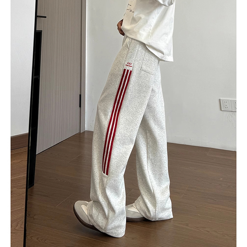 三条杠卫裤男秋季潮牌垂感直筒裤