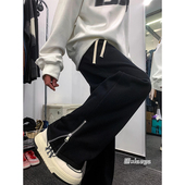 潮牌侧边拉链运动卫裤 男春秋季 潮流新款 美式 宽松直筒休闲阔腿长裤