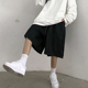 休闲oversize港风休闲百搭宽松高腰显瘦五分裤 黑色阔腿短裤 男夏季