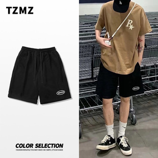运动短裤 休闲纯棉外穿阔腿五分裤 男夏季 街头宽松直筒中裤 薄款 美式