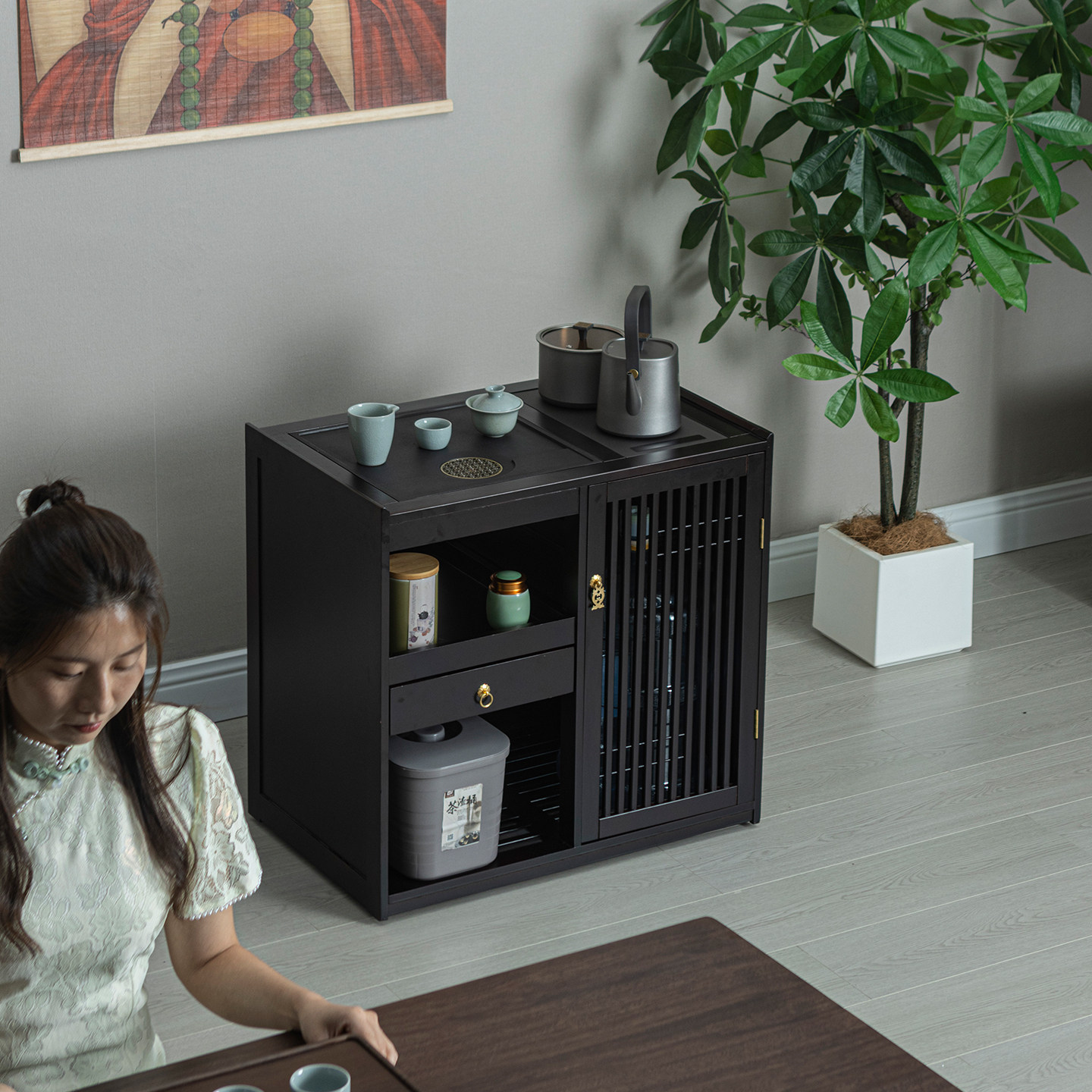 实木可移动小茶台烧水壶一体自动上水茶桌家用侧边柜办公室茶水柜,住宅家具,茶几,淘宝优惠券,粉丝福利购,淘宝优惠卷