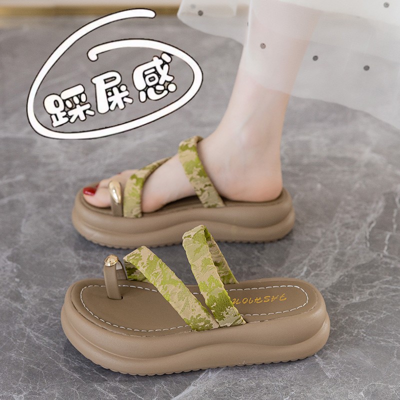 踩屎感套趾平底凉拖鞋女软底百搭