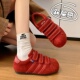 女秋2025新款 魔术贴休闲运动鞋 34码 巨好看红色复古板鞋 平底德训鞋