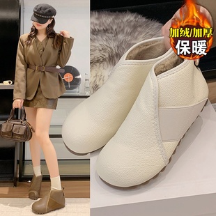 软底豆豆鞋 老北京高帮棉鞋 一脚蹬加绒休闲妈妈鞋 冬季 女2025新款