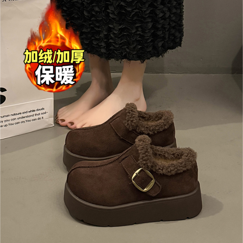 厚底加绒全包勃肯鞋女2025新款冬季保暖毛毛棉鞋一脚蹬乐福雪地靴,女鞋,时尚雪地靴,淘宝优惠券,粉丝福利购,淘宝优惠卷