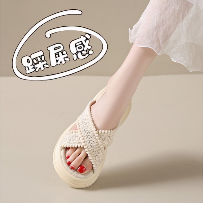 小香风凉拖鞋女夏外穿2025新款配裙子度假沙滩海边一字拖鞋3334码,女鞋,休闲凉鞋,淘宝优惠券,粉丝福利购,淘宝优惠卷