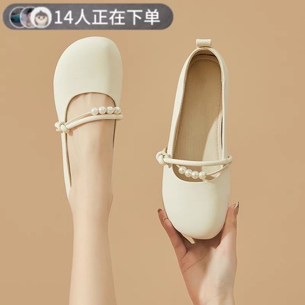 玛丽珍平底单鞋女2025新款春夏晚晚风温柔鞋34码配裙子软底豆豆鞋