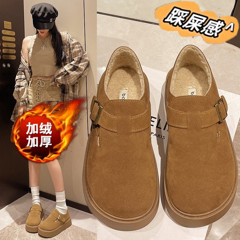 网红爆款厚底勃肯鞋女2025新款冬季加绒保暖棉鞋34码一脚蹬乐福鞋,女鞋,勃肯鞋/软木鞋,淘宝优惠券,粉丝福利购,淘宝优惠卷