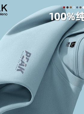 班尼路S&K蓝色长袖t恤男纯棉重磅秋季新款简约字母打底衫上衣春秋