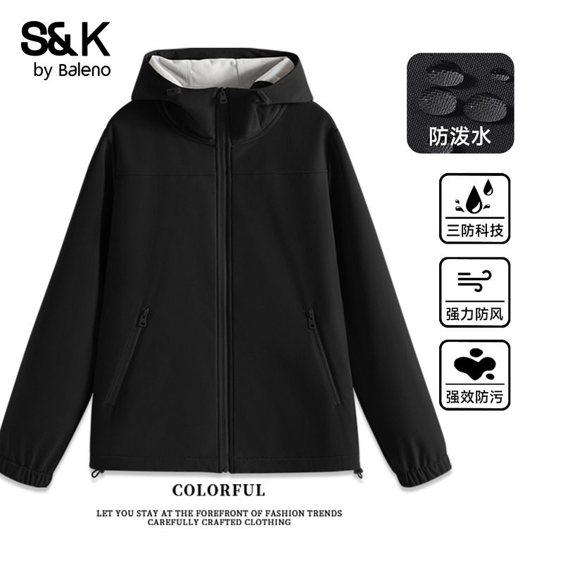 班尼路S&K系列三防软壳冲锋外套女2025冬新款户外运动徒步登山服Q