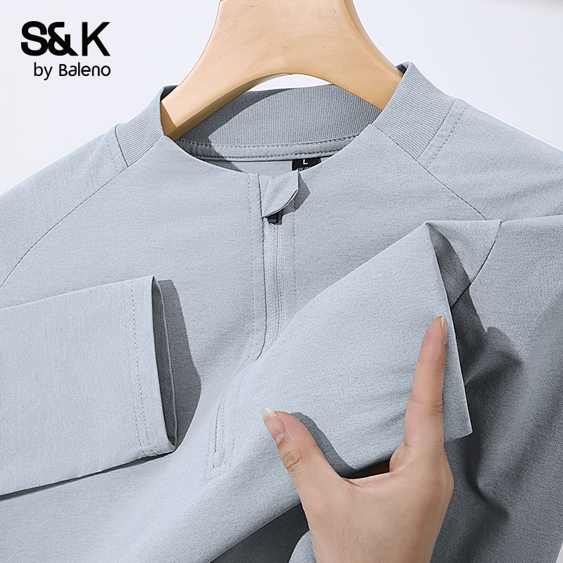 班尼路S&K系列半拉链长袖t恤男