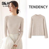 班尼路S&K系列半高领针织毛衫 保暖毛衣打底衫 女2025秋冬新款 修身