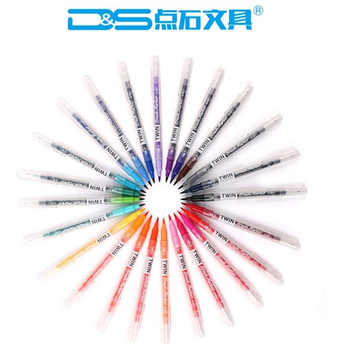 点石DS2001马克笔双头荧光笔批改勾线记号粗笔学生手账水彩笔粗头