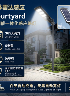 2025新款太阳能户外庭院灯家用室外人体感应新型农村照明led路灯