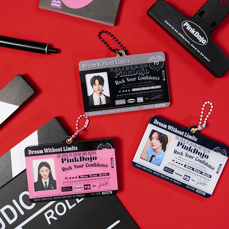 PinkDojo原创一寸证件照磁吸卡套 亚克力钥匙扣相框追星学生id卡