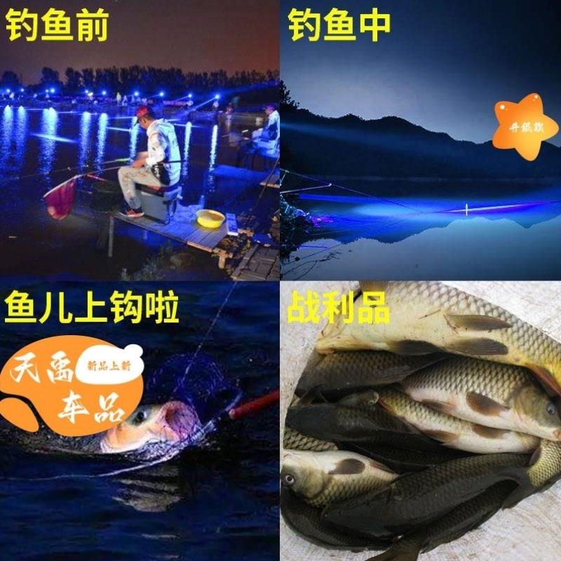 钓鱼灯夜钓灯大功率强光超亮可充电野外台钓激光炮氙气蓝光手电筒