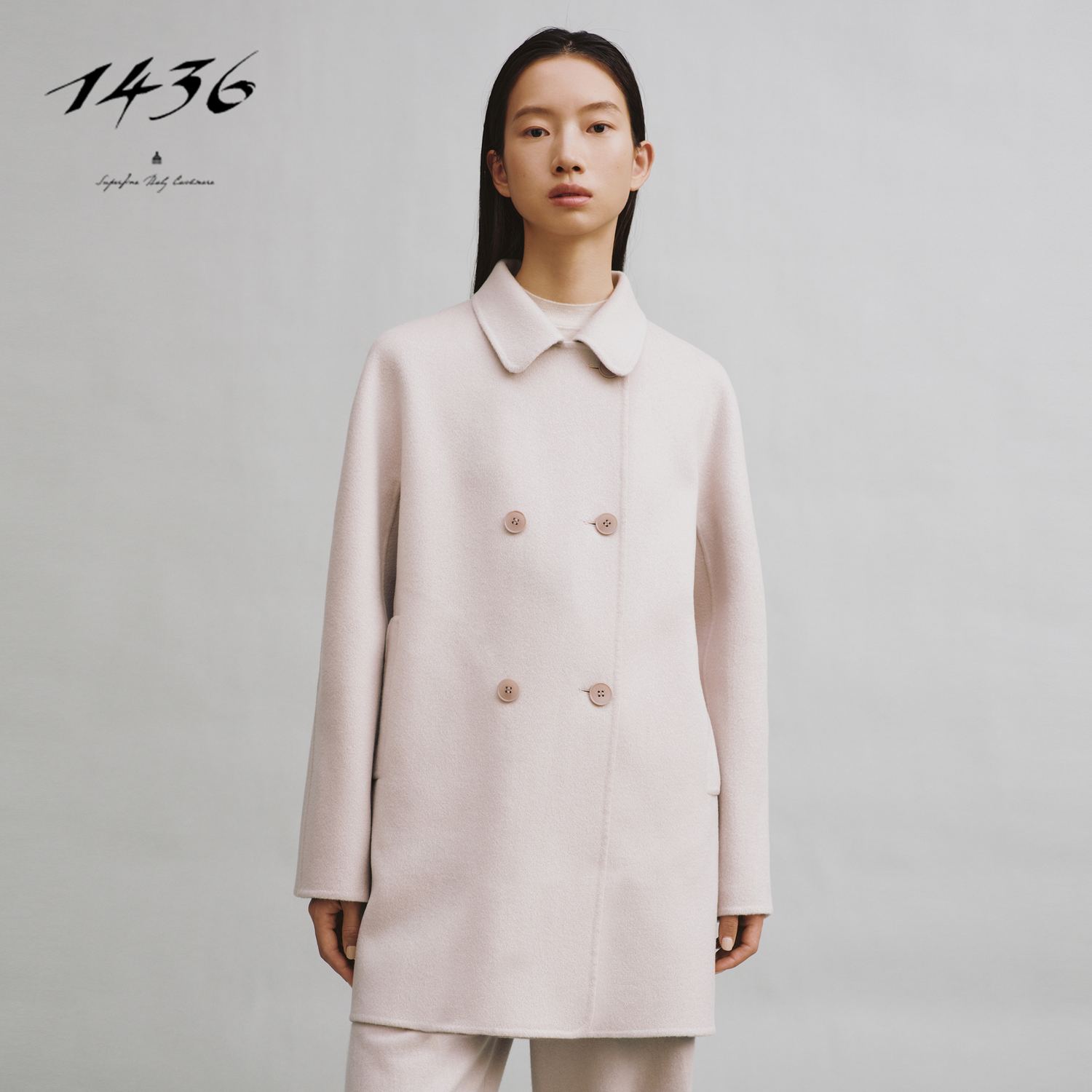 1436 小山羊绒双层短顺呢女士大衣毛呢外套