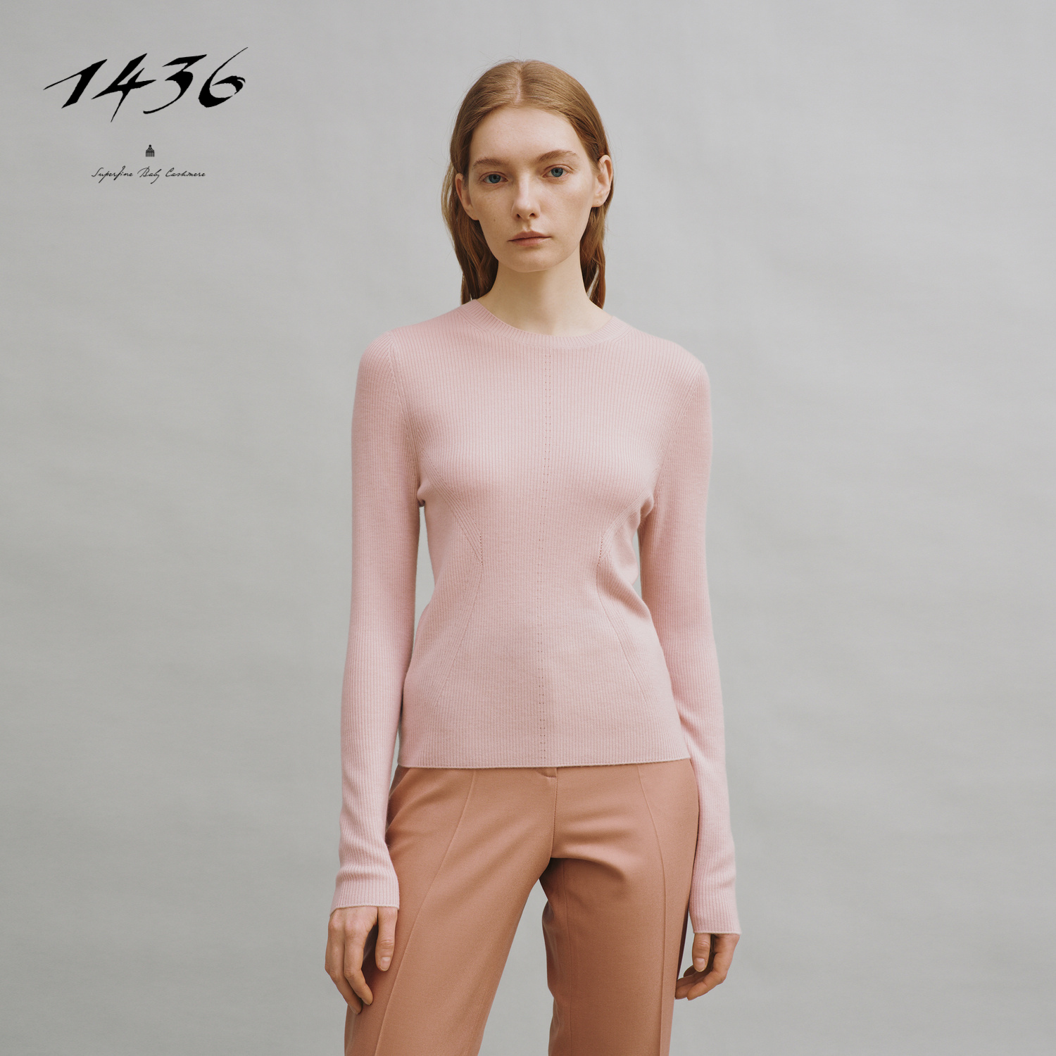 1436精纺圆领抽条搬针修身时尚女套衫