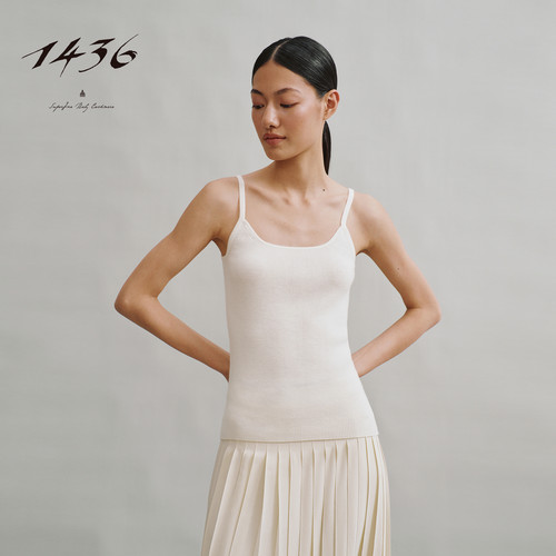 1436 小山羊绒秋冬精纺抽条女士吊带背心