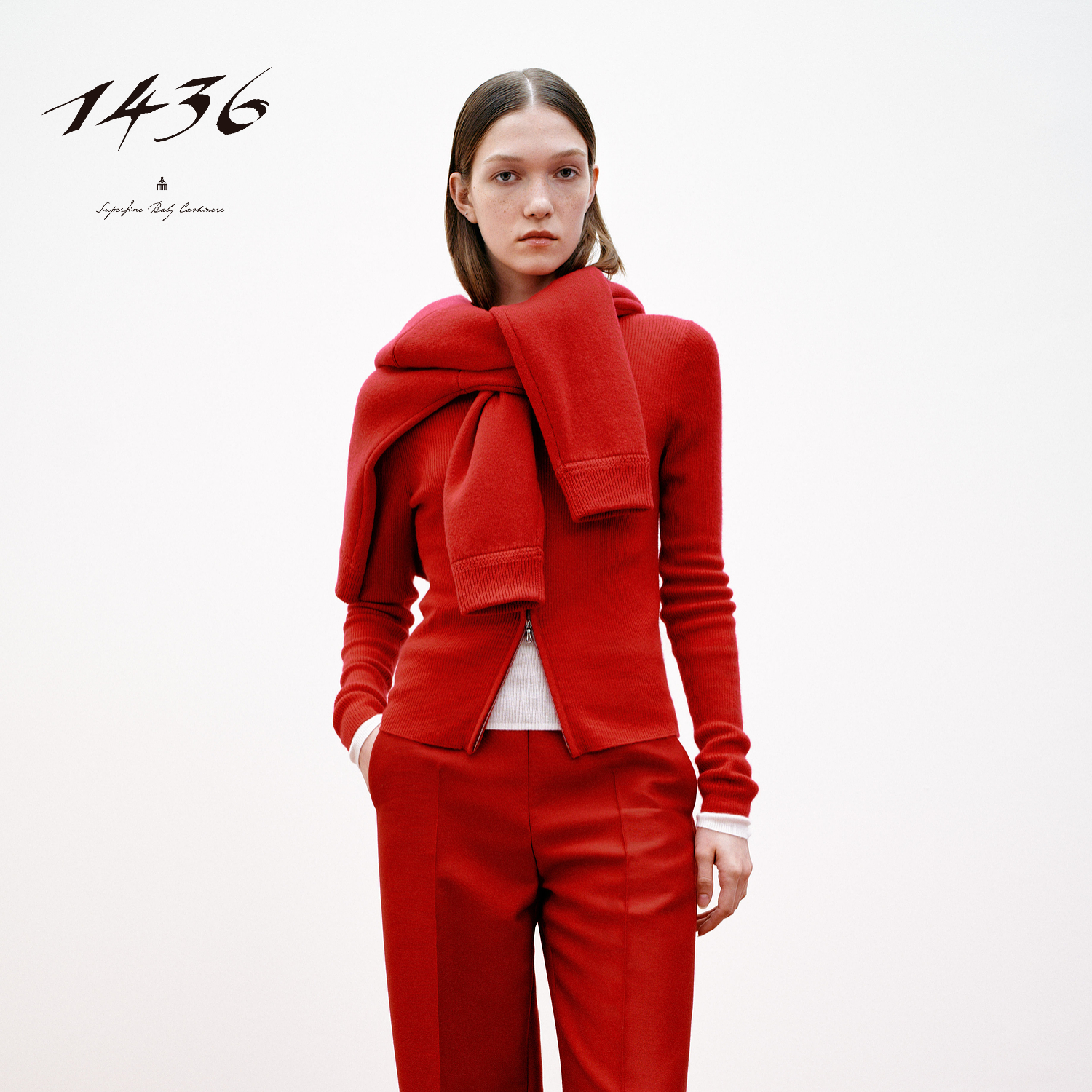 143625新年生肖系列精纺圆领抽条女士羊绒开衫