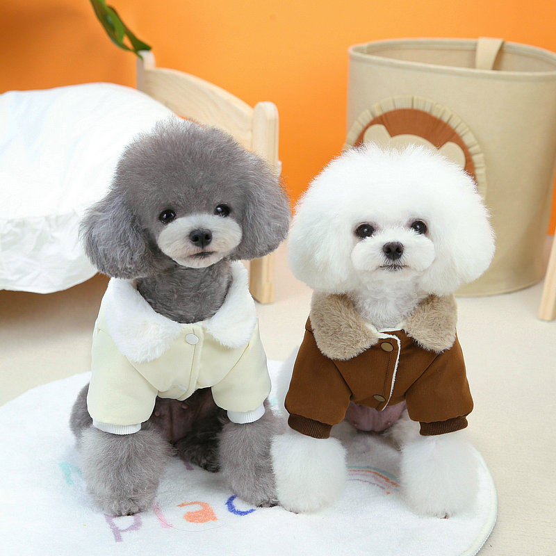 新款狗服饰泰迪比熊带牵引口猫咪服宠物衣服宠乐谷23D熊棉衣
