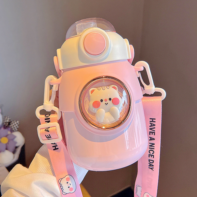 可爱儿童杯316不锈钢大肚杯女生运动便捷保温杯高颜值学生吸管杯