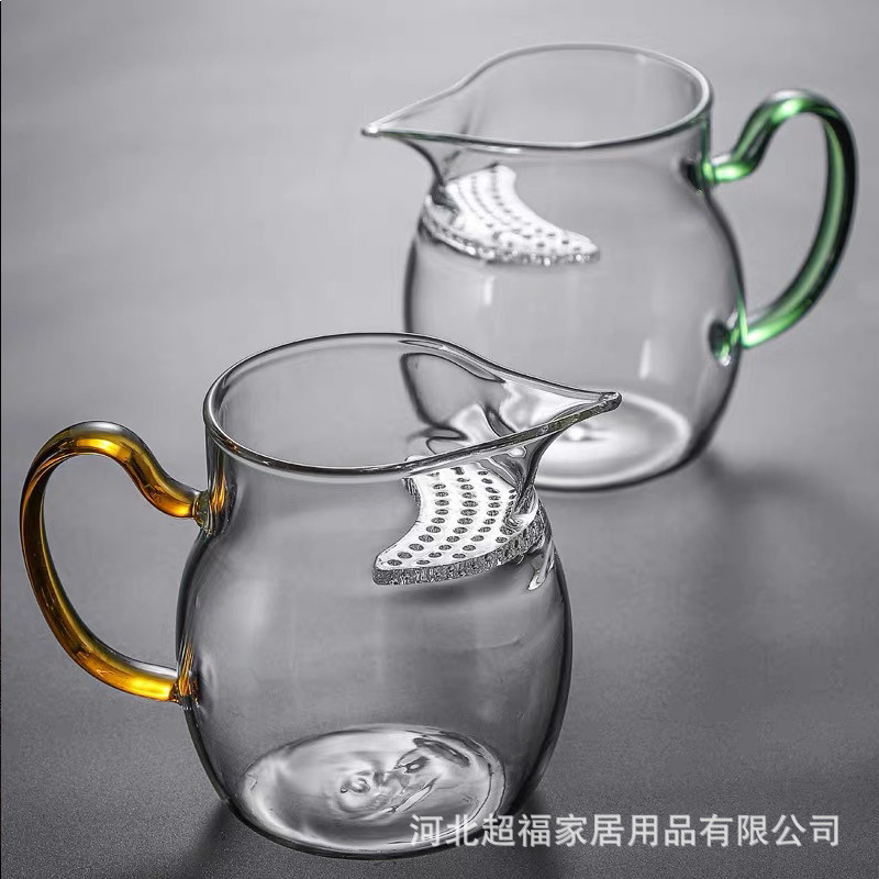 加厚玻璃月牙公道杯茶漏一体大容量带滤网分茶器高硼硅耐热泡茶具
