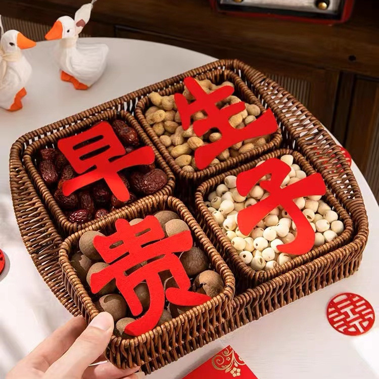 结婚用品大全早生贵子提篮模具压床摆件干果盒订婚宴婚礼摆件摆设