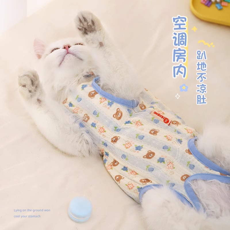 猫咪衣服防掉毛护肚衣小猫布偶渐层四脚猫猫纯棉夏天空调薄款夏季