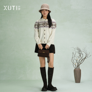 100%绵羊毛 H192 提花针织开衫 羊毛衫 27082 上衣女冬季 序缇质造