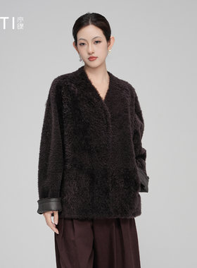 序缇质造冬季新款国风新中式拉贡羊皮毛一体皮草外套女H175-20086