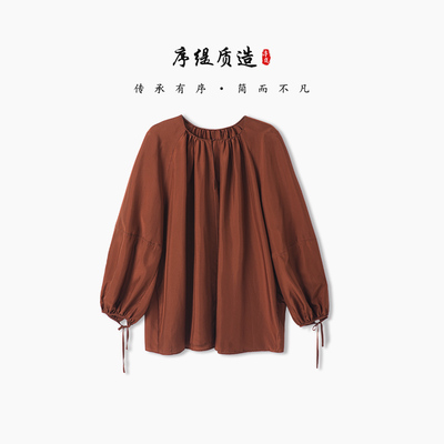 100%桑蚕丝新中式褶皱感高级上衣