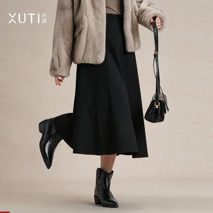 22215 高腰显瘦直筒中长裙子J90 序缇质造半身裙女2025冬季 新款