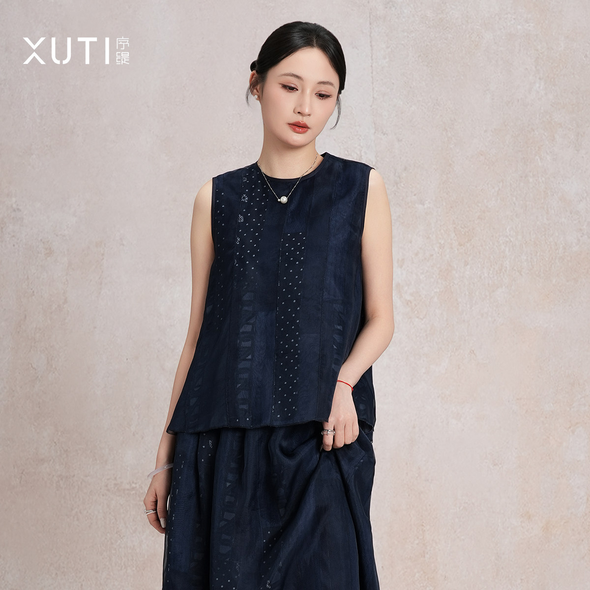 序缇质造100%桑蚕丝新中式无袖上衣女2026春季新款显瘦H36