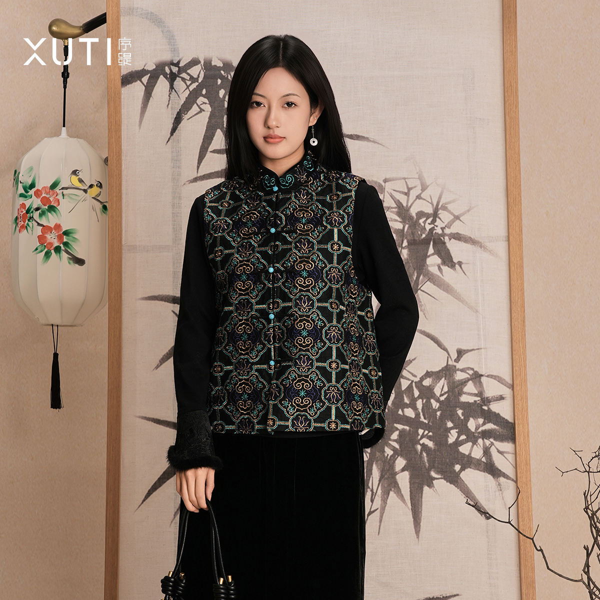 100%桑蚕丝国风新中式马甲女