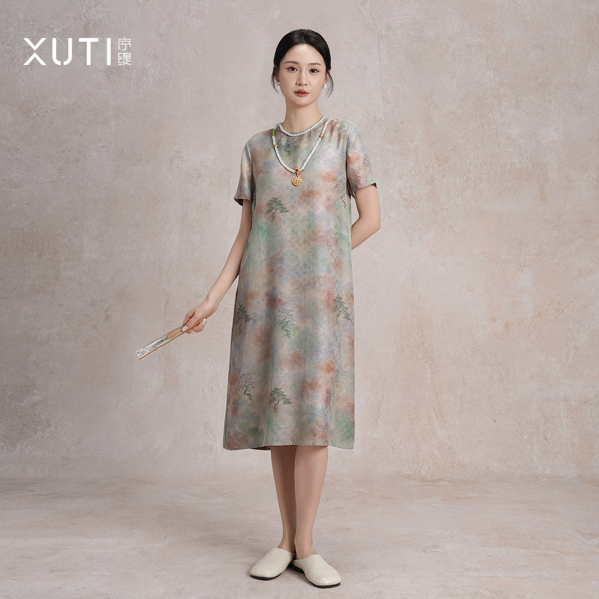 序缇质造『流绪微梦』新中式三经绞罗桑蚕丝连衣裙女夏H127-17