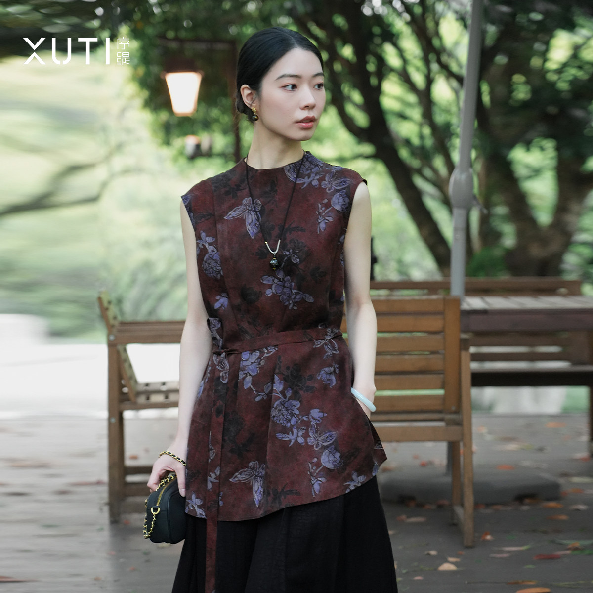 序缇质造新中式非遗香云纱中长款提花上衣女2026夏季新款2963
