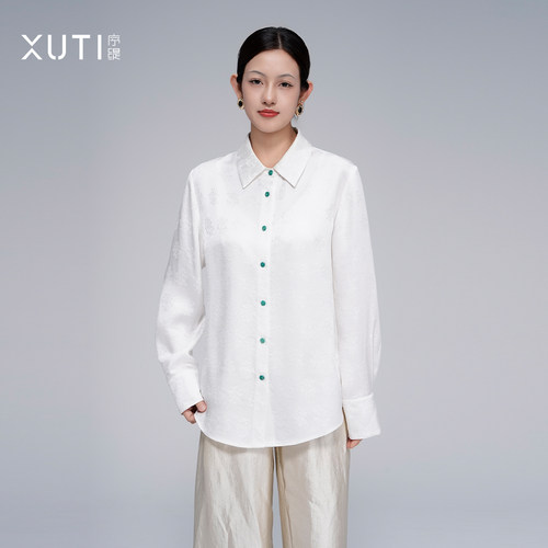 新中式100%桑蚕丝衬衫女秋季