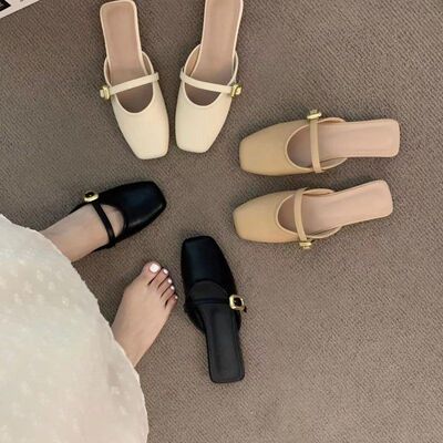 夏新款韩版镂空包头半拖鞋女网
