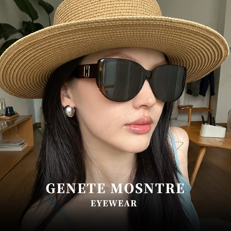 gm复古玳瑁猫眼女款太阳墨镜2025新款大框偏光高级感大脸显瘦近视