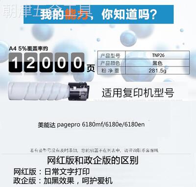 全圣适用柯尼卡美能达6180e粉盒pagepro6180en碳粉6180mf柯美TNP2