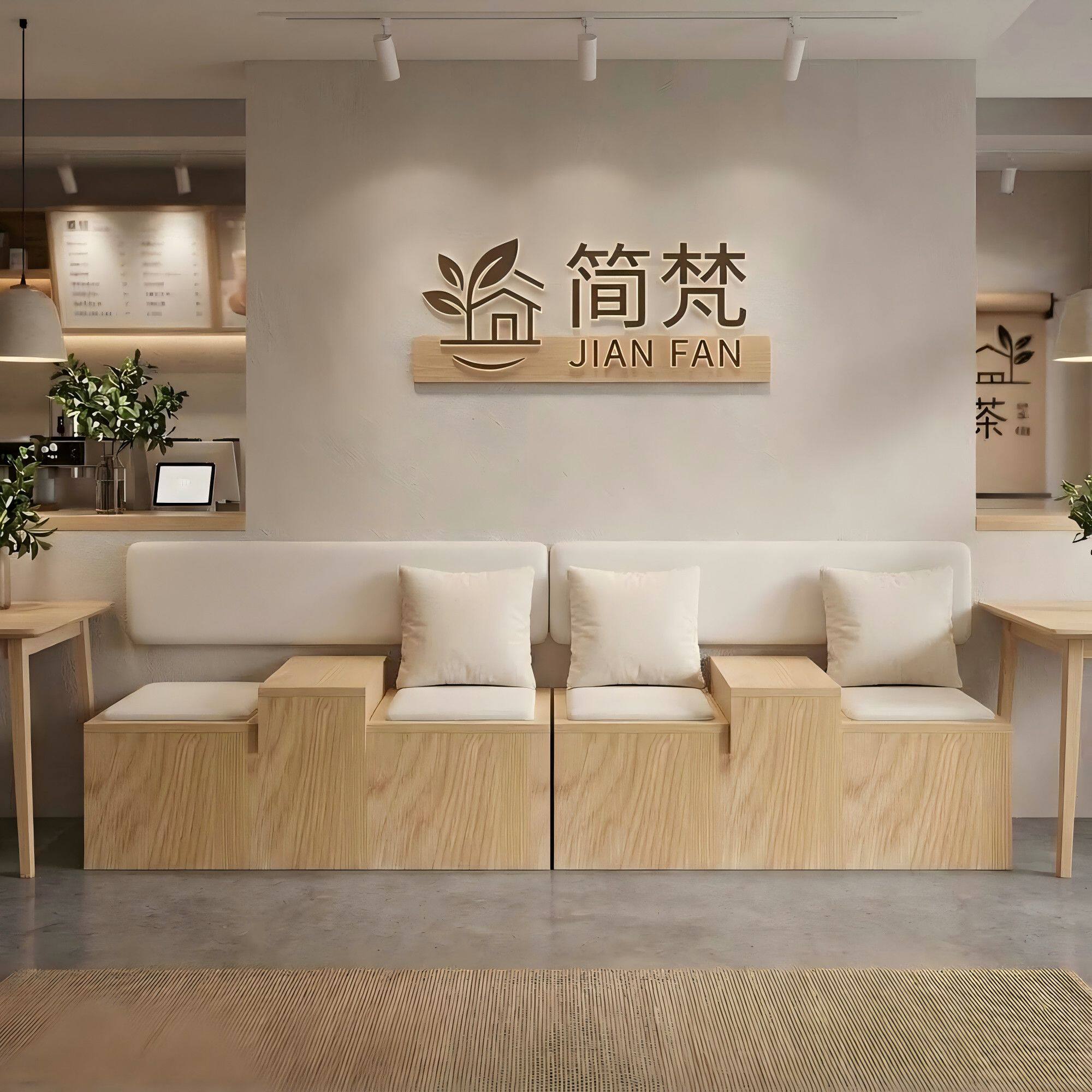 原木风奶茶店双人卡座带茶几餐饮店等候椅咖啡厅甜品店长条沙发凳