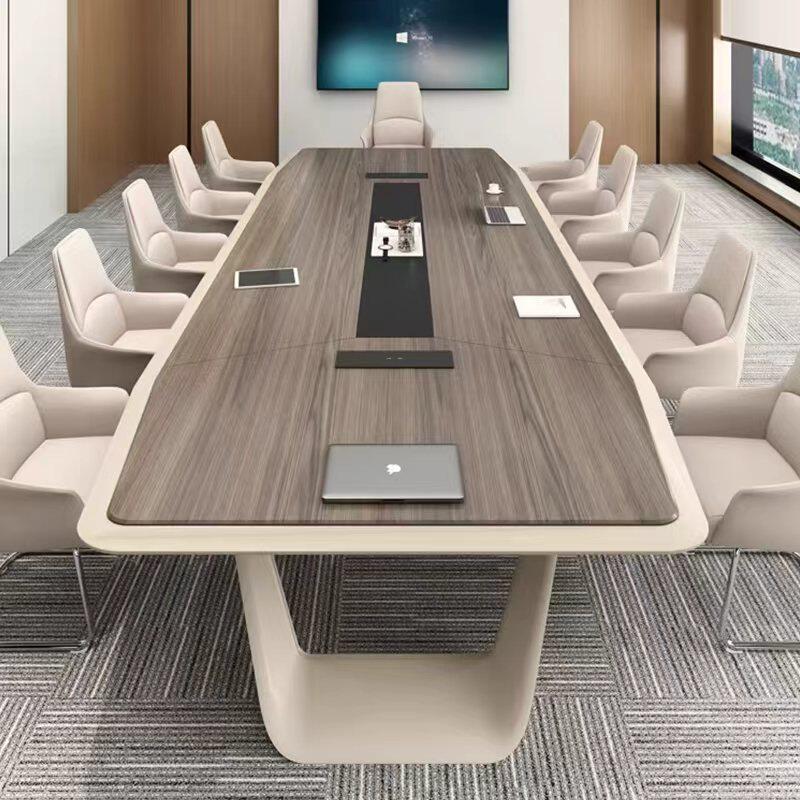 斯展会议桌长桌20人长桌10人会议桌实木现代简约办公会议桌椅组合