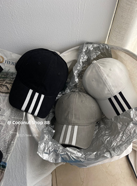 Coconut 好看推荐～韩国ins风条纹软顶棒球帽男女同款情侣鸭舌帽