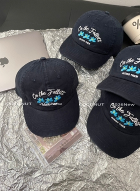 COCONUT 松弛感氛围感神器～韩版刺绣小花字母宽檐棒球逛街鸭舌帽